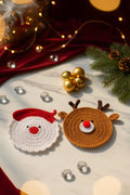Christmas Crochet Santa & Reindeer Coasters Pattern • Christmas Ornament