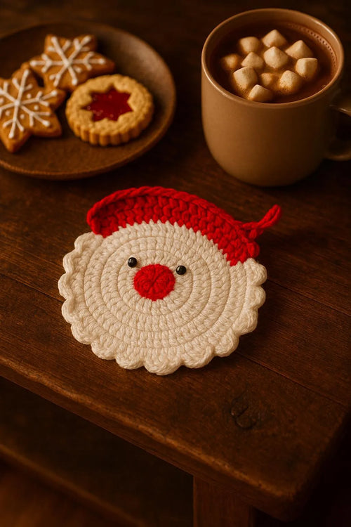 Christmas Crochet Santa & Reindeer Coasters Pattern • Christmas Ornament