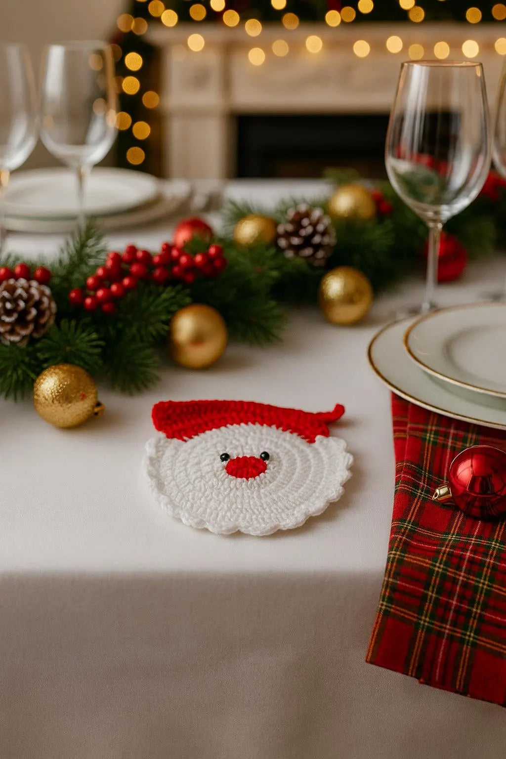Christmas Crochet Santa & Reindeer Coasters Pattern • Christmas Ornament