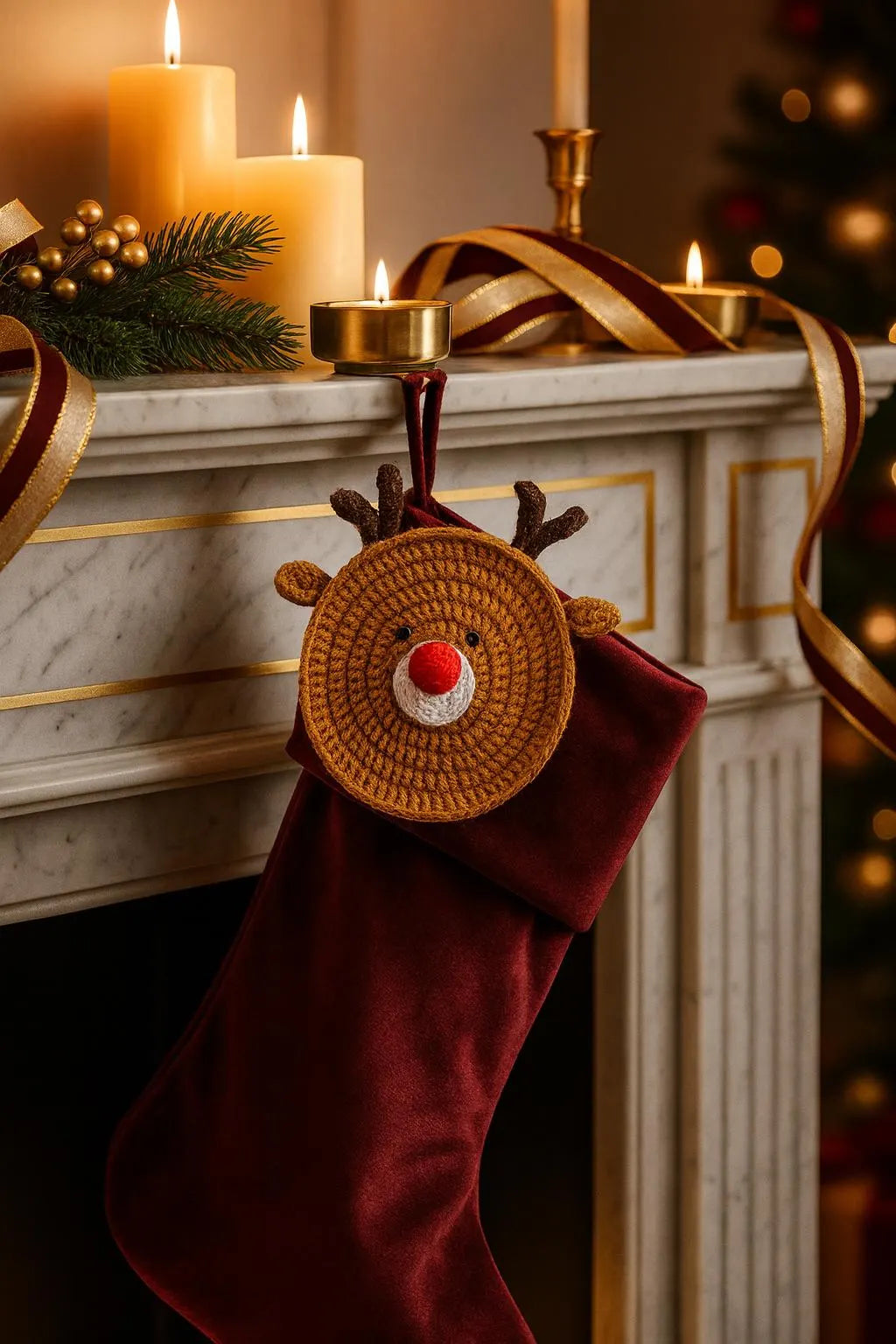 Christmas Crochet Santa & Reindeer Coasters Pattern • Christmas Ornament