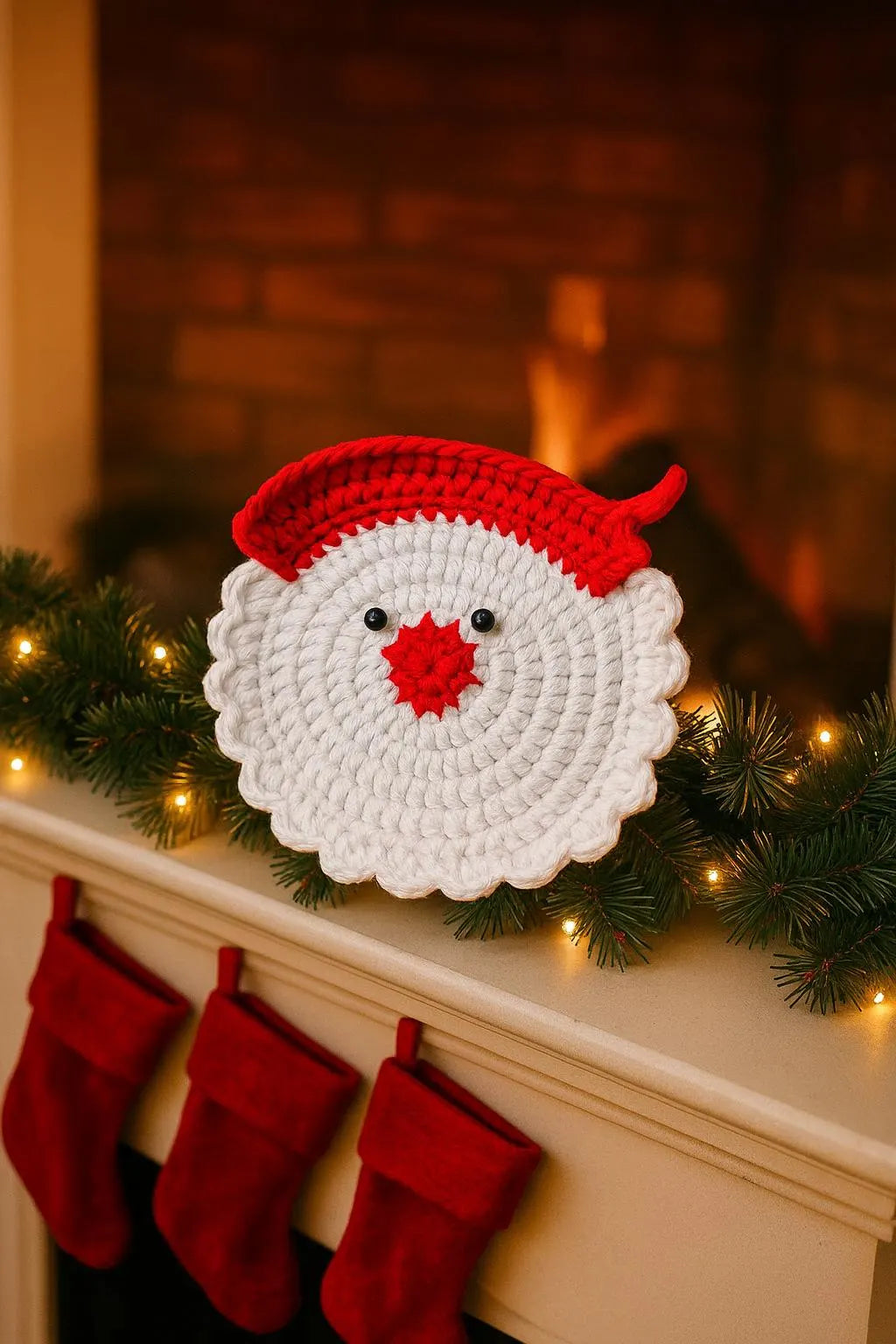 Christmas Crochet Santa & Reindeer Coasters Pattern • Christmas Ornament